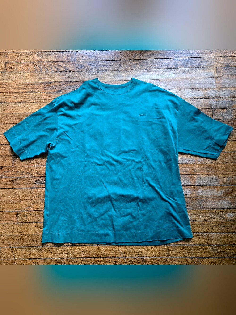 Juun J Ss22 L Délicat Graphic Oversized Short Sleeve Apple Green T Shirt